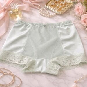 Rhonda Shear Satin Lace Boyshort Panty XL Mint Green Scrunch Back